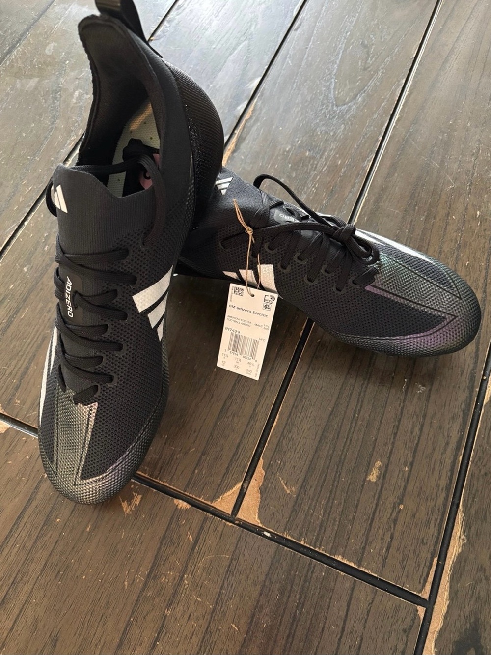 adidas Black Athletic Soccer Cleats with White Stripes